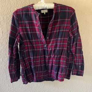 Lucky Brand Plaid Button-Up Top - Red and Blue